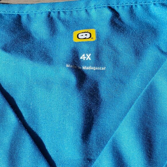 WonderWink Women's Plus-Size Wonderwork  Scrub Top Turquoise 4XL Duel Pockets - Picture 2 of 8
